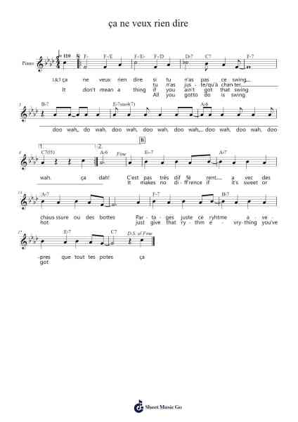 ça ne veux rien dire Sheet Music by Duke Ellington-Arr.Eipsridge Zangphne