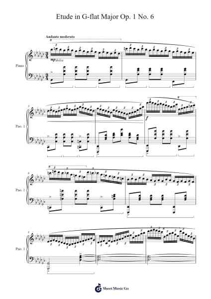 Etude in G-flat Major, Op. 1 No. 6 Sheet Music by Miklos Martinko-Arr.Hoywoolf Lindses