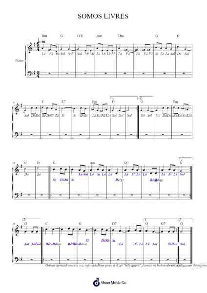 SOMOS LIVRES (uma gaivota voava, voava) Sheet Music by Ermelinda Duarte-Arr.Montor