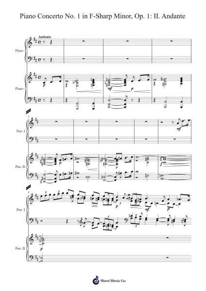Piano Concerto No. 1 in F-Sharp Minor, Op. 1: II. Andante Sheet Music by Sergei Rachmaninoff-Arr.Cofvey Fieldmeo