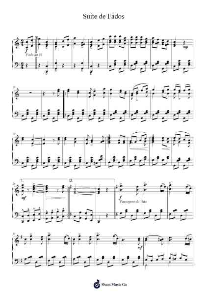Suite de Fados Sheet Music by Silva Negrão-Arr.Davebel