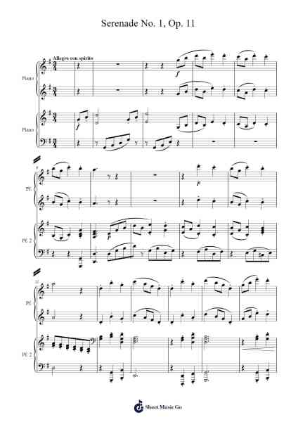 Serenade No. 1 in D Major, Op. 11 Sheet Music by Johannes Brahms-Arr.Sidser
