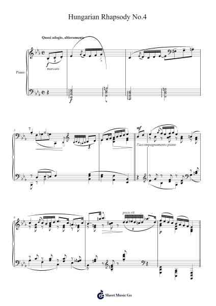 Hungarian Rhapsody No. 4 Sheet Music by Franz Liszt-Arr.Hamhume
