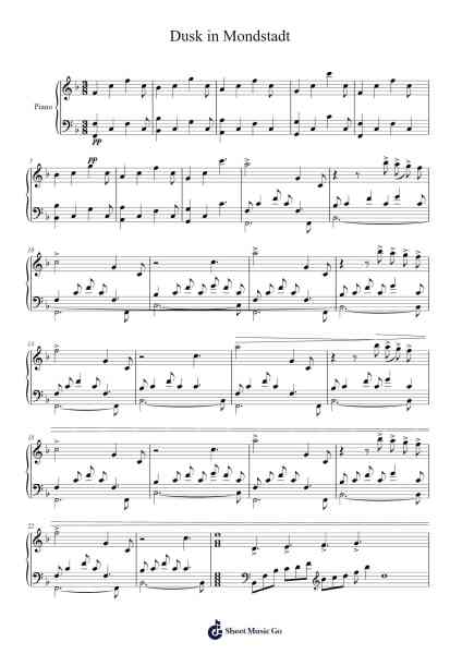 Dusk in Mondstadt Sheet Music by Yu-Peng Chen-Arr.Haleale Quildy