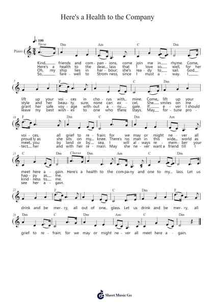 Here's a Health to the Company النوتات الموسيقية بواسطة Traditional Irish-ترتيب.Hunfrances Dunnfay