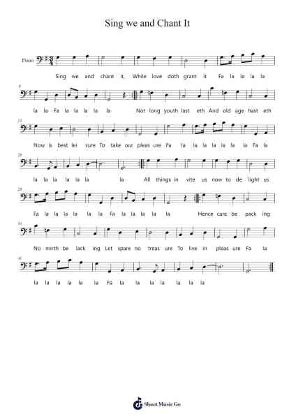 Sing we and Chant It Musica per pianoforte di Thomas Morley - Arr.Gregrace Glennjob