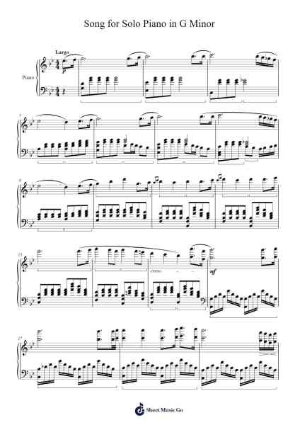 Song for Solo Piano in G Minor Sheet Music by Daniel Martins-Arr.Gralvis