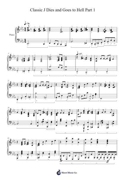 Classic J Dies and Goes to Hell Part 1 Sheet Music by glass beach-Arr.Blyder