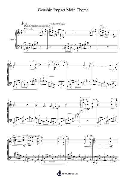 Genshin Impact Main Theme Sheet Music by Yu-Peng Chen-Arr.Nickkirk Inje