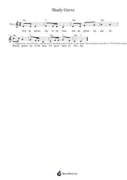 Shady Grove Sheet Music by Misc tunes-Arr.Chrislus Edtience