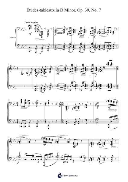 Études-tableaux in D Minor, Op. 39, No. 7 Lento lugubre Sheet Music by Sergei Rachmaninoff-Arr.Urrite