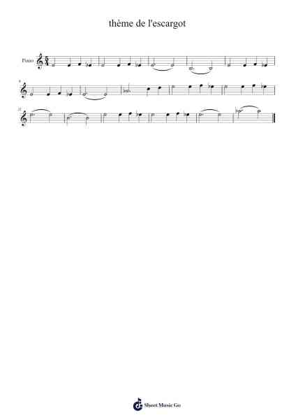 thème de l'escargot Sheet Music by Jobwild Camillou-Arr.Blyret Jimlor