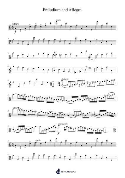 Preludium and Allegro Sheet Music by Runoah Adesay-Arr.Ronbard