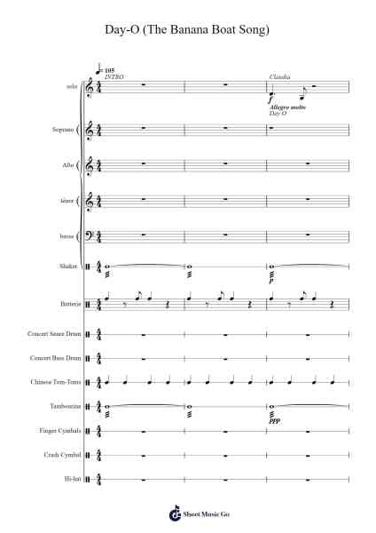 Day-O (The Banana Boat Song) Sheet Music by Walale Calouie-Arr.Swinale Reedria