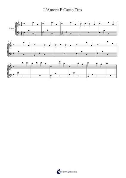 L'Amore E Canto Tres Sheet Music by Pianneka-Arr.Twainsel