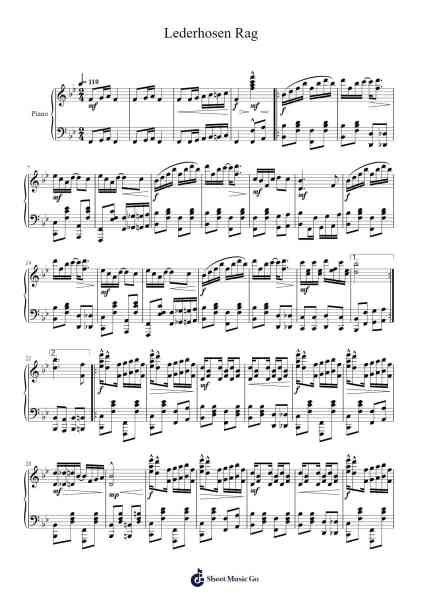 Lederhosen Rag Sheet Music by Yulerick Lannest-Arr.Thodoreien