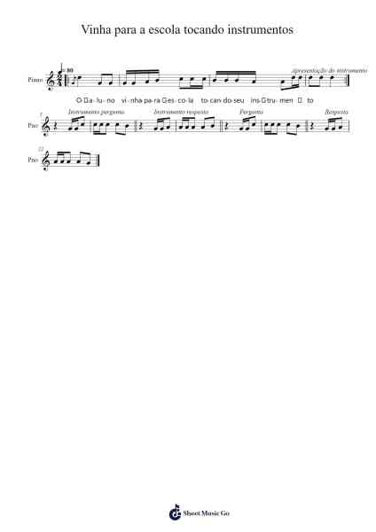 Vinha para a escola tocando instrumentos 樂譜由 Cookelome - 編曲 Jansean
