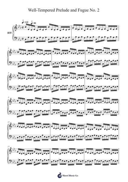The Well-Tempered Clavier, Book I: Prelude and Fugue No. 2 in C Minor, BWV 847 Sheet Music by Johann Sebastian Bach-Arr.Joanbar Crichniel
