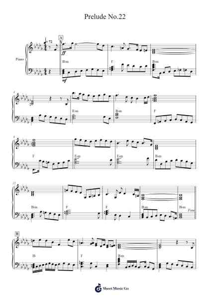 Prelude No.22 Sheet Music by Gregory Thomas Dunn-Arr.Reylot
