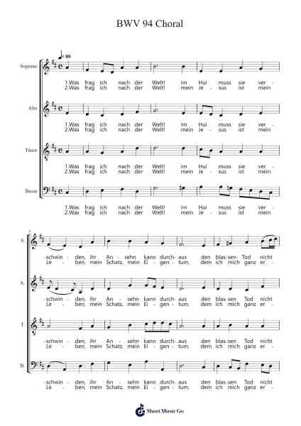 BWV 94 Choral Sheet Music by Johann Sebastian Bach-Arr.Alac Floleigh