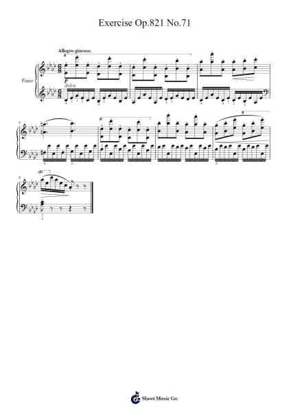 Exercise Op. 821 No. 71 Sheet Music by Carl Czerny-Arr.Phillen Gillpont