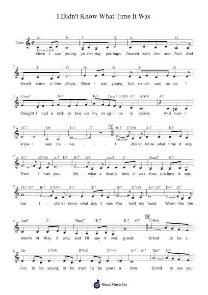 I Didn't Know What Time It Was Sheet Music by Richard Rodgers/Lorenz Hart-Arr.Rhysgel Dilcooke