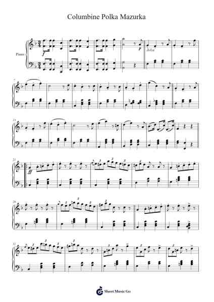 Columbine Polka Mazurka Sheet Music by Hans Christian Lumbye-Arr.Nyroy Vebe