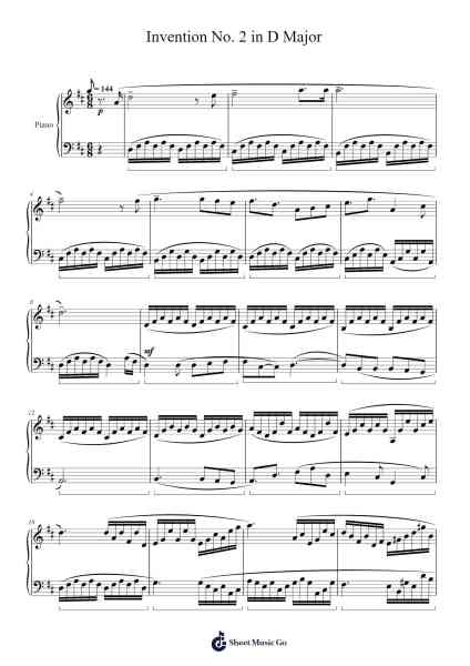 Invention No. 2 in C Major, BWV 772 Sheet Music by Wagee Yetreg-Arr.Dukim