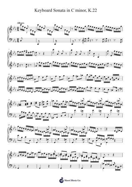 Keyboard Sonata in C Minor, K.22 Sheet Music by Domenico Scarlatti-Arr.Vicbuck Orboyle