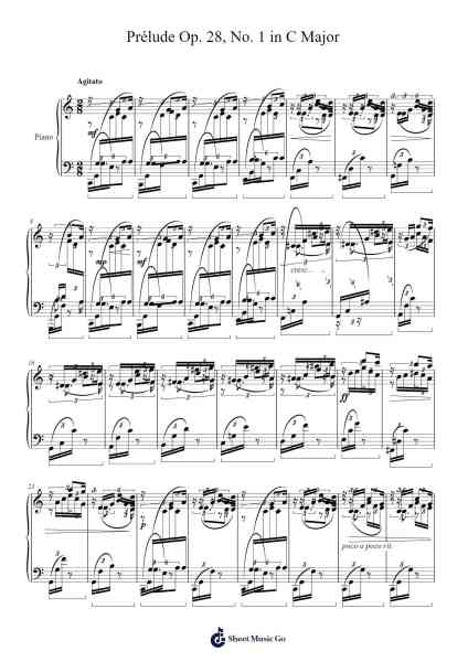 Prélude Opus 28, No. 1 in C Major Sheet Music by Frédéric Chopin-Arr.Glacarr