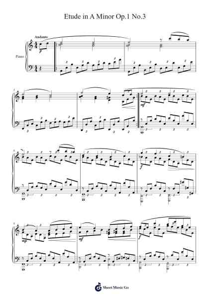 Etude in A Minor, Op. 1 No. 3 Sheet Music by chunhofung1-Arr.Fasil Murseph