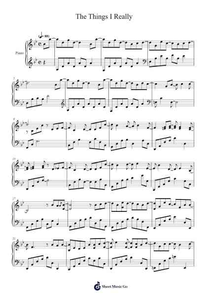 The Things I Really Sheet Music by Yiruma-Arr.Fmar Geearl