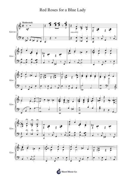 Red Roses for a Blue Lady Sheet Music by Sid Tepper/Roy C. Bennett-Arr.Huce Earlville