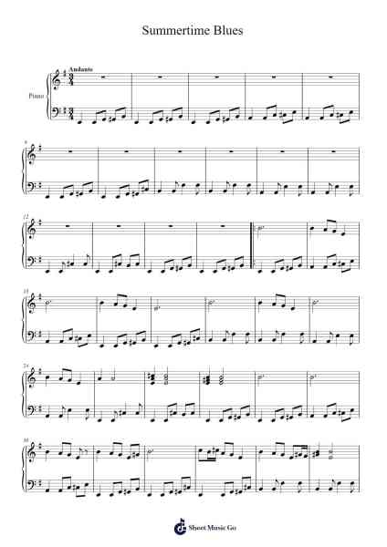 Summertime Blues Sheet Music by J. Ericksen-Arr.Paggai Noelsay