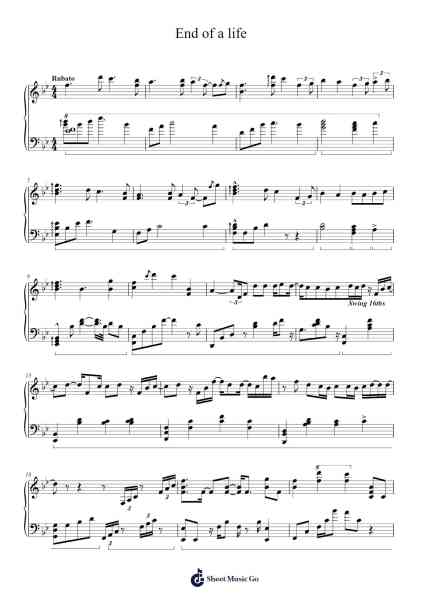 End of a life Sheet Music by Calliope Mori-Arr.Willmand Dundre