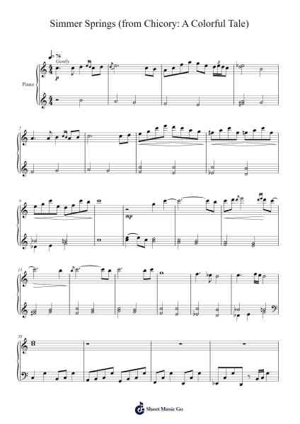 Simmer Springs (from Chicory: A Colorful Tale) Sheet Music by Lena Raine-Arr.Maugvia Browninglogg