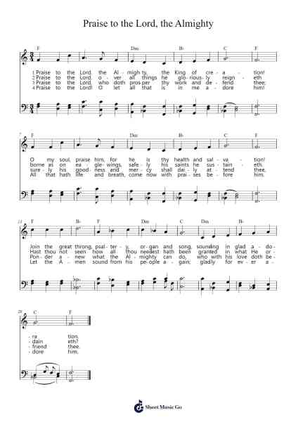 Praise to the Lord, the Almighty Sheet Music by Joachim Neander-Arr.Orence