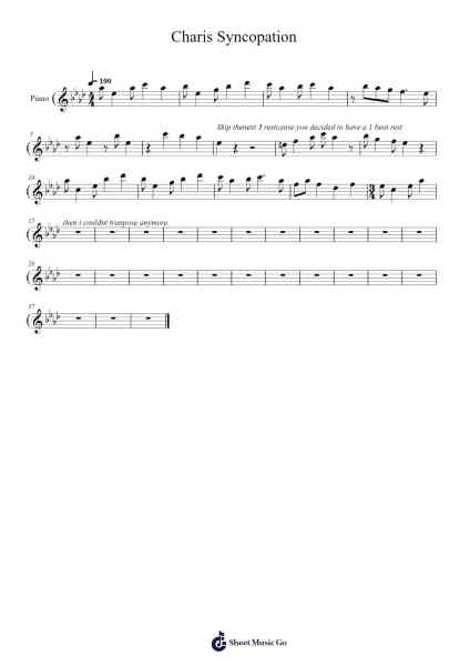 Charis Syncopation Sheet Music by wongcarric-Arr.Prupert Cookegram