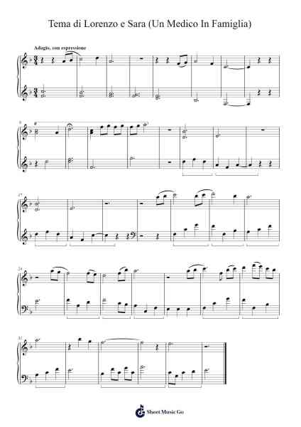 Tema di Lorenzo e Sara (Un Medico In Famiglia) Sheet Music by Andrea Guerra-Arr.Branlaine