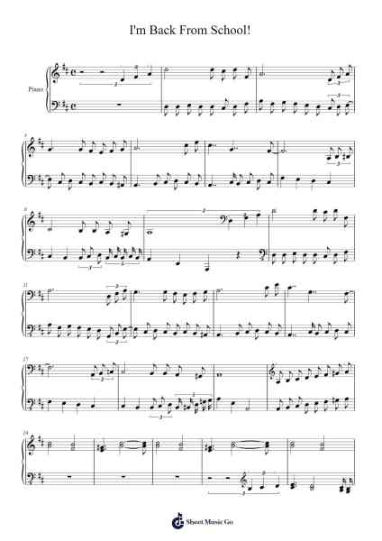 I'm Back From School! Sheet Music by -Arr.Hearstlynch