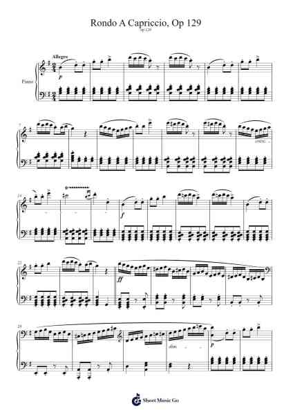 Rondo a Capriccio in G Major, Op. 129 Sheet Music by Ludwig van Beethoven-Arr.Temvogt Roblome