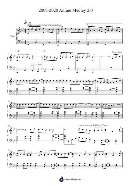 2009-2020 Anime Medley 2.0 Sheet Music by Chloe Nie-Arr.Molden