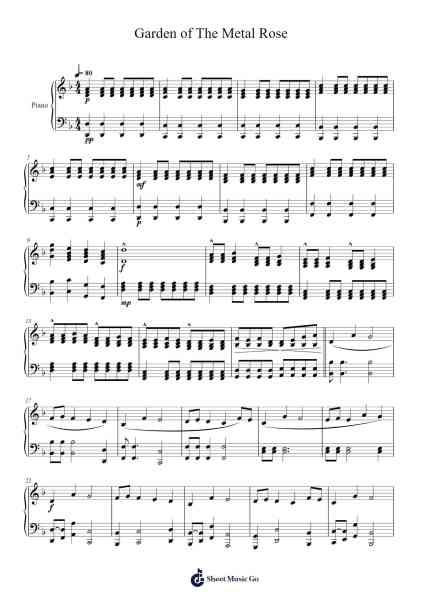 Garden of The Metal Rose Sheet Music by willdotceeyt-Arr.Genewat Duttret