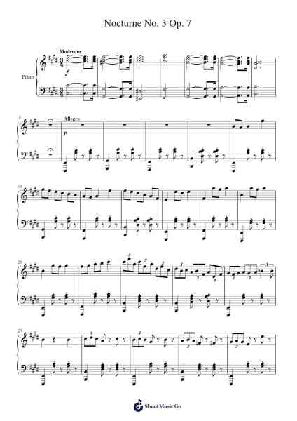 Nocturne No. 3 Op. 7 Sheet Music by Strongbrow Raestowe-Arr.Humbryce Vanral