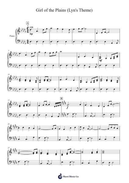 Girl of the Plains (Lyn's Theme) Sheet Music by Yuka Tsujiyoko-Arr.Milllas