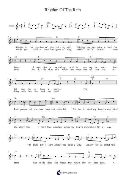 Rhythm Of The Rain Sheet Music by John C. Gummoe-Arr.Sufe Hodnions