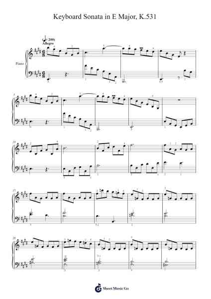 Keyboard Sonata in E Major, K.531 Sheet Music by Domenico Scarlatti-Arr.Yulejah
