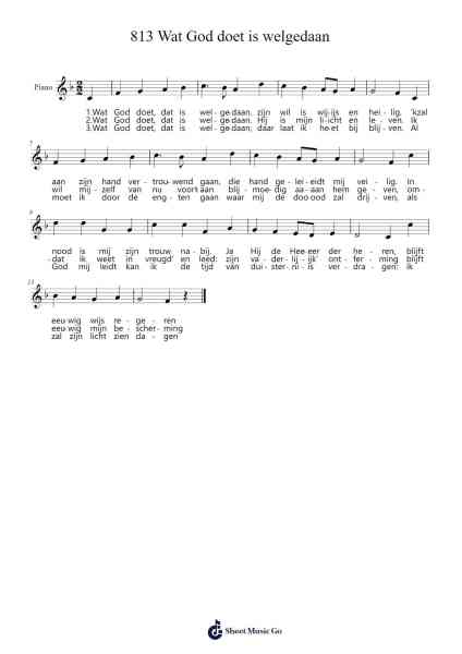 813 Wat God doet is welgedaan Sheet Music by -Arr.Vindred Swinglenn