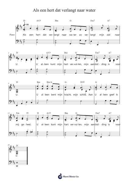 Als een hert dat verlangt naar water Sheet Music by -Arr.Hawat