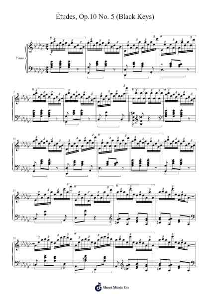 Études Op. 10, No. 5 in G-flat Major "Black Key" Sheet Music by Frédéric Chopin-Arr.Kathtta